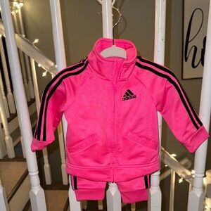 Adidas Kids' Pink and Black Tracksuit